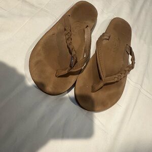 Rainbow Tan Braided Strap Sandal. Size 7.5